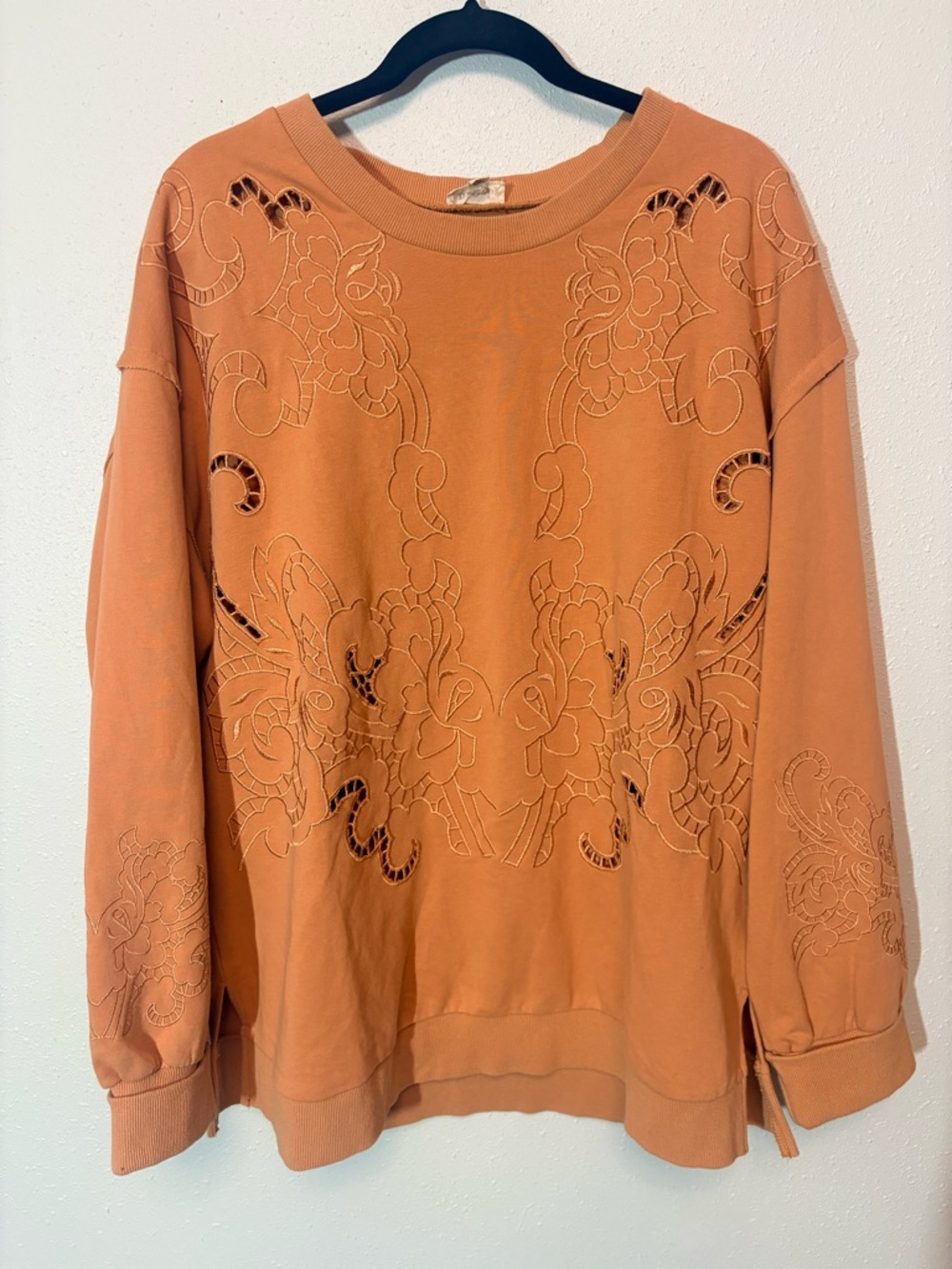 POL Orange Cutout Embroidered Sweatshirt